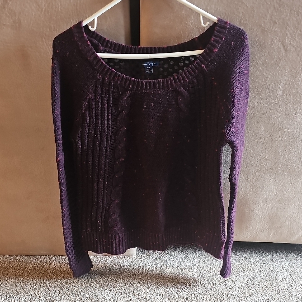 American Eagle Outfitters Purple Crew Neck Sweater Textured Knit